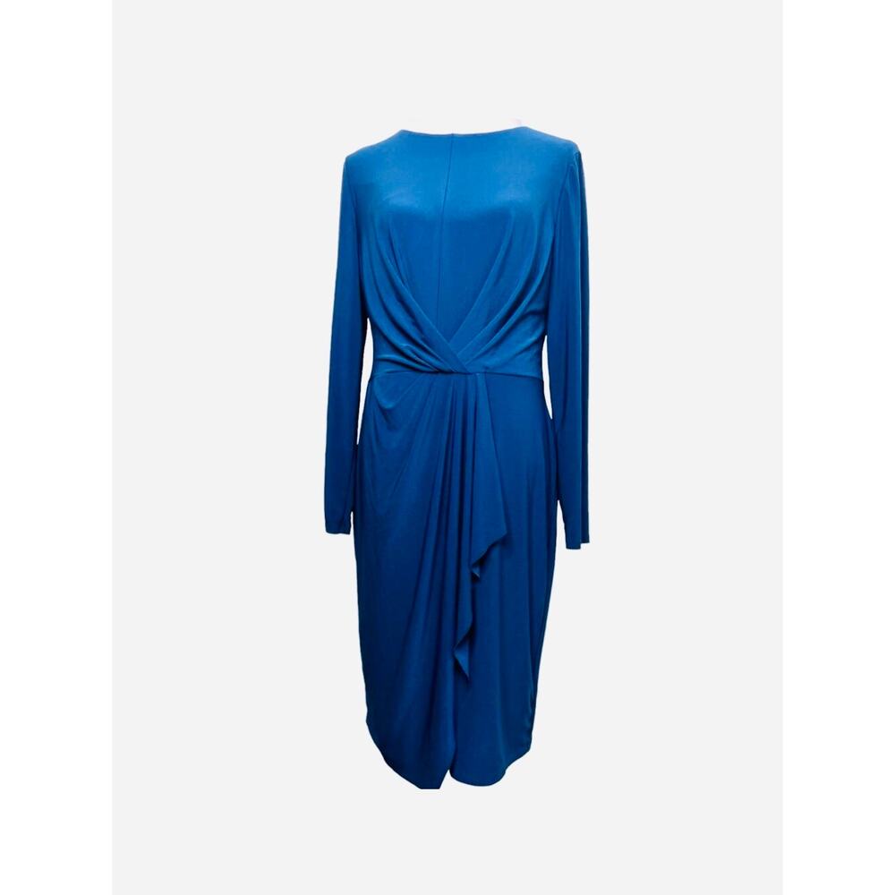 Lauren by Ralph Lauren Women's Blue Ruched Jersey Dress Size 14